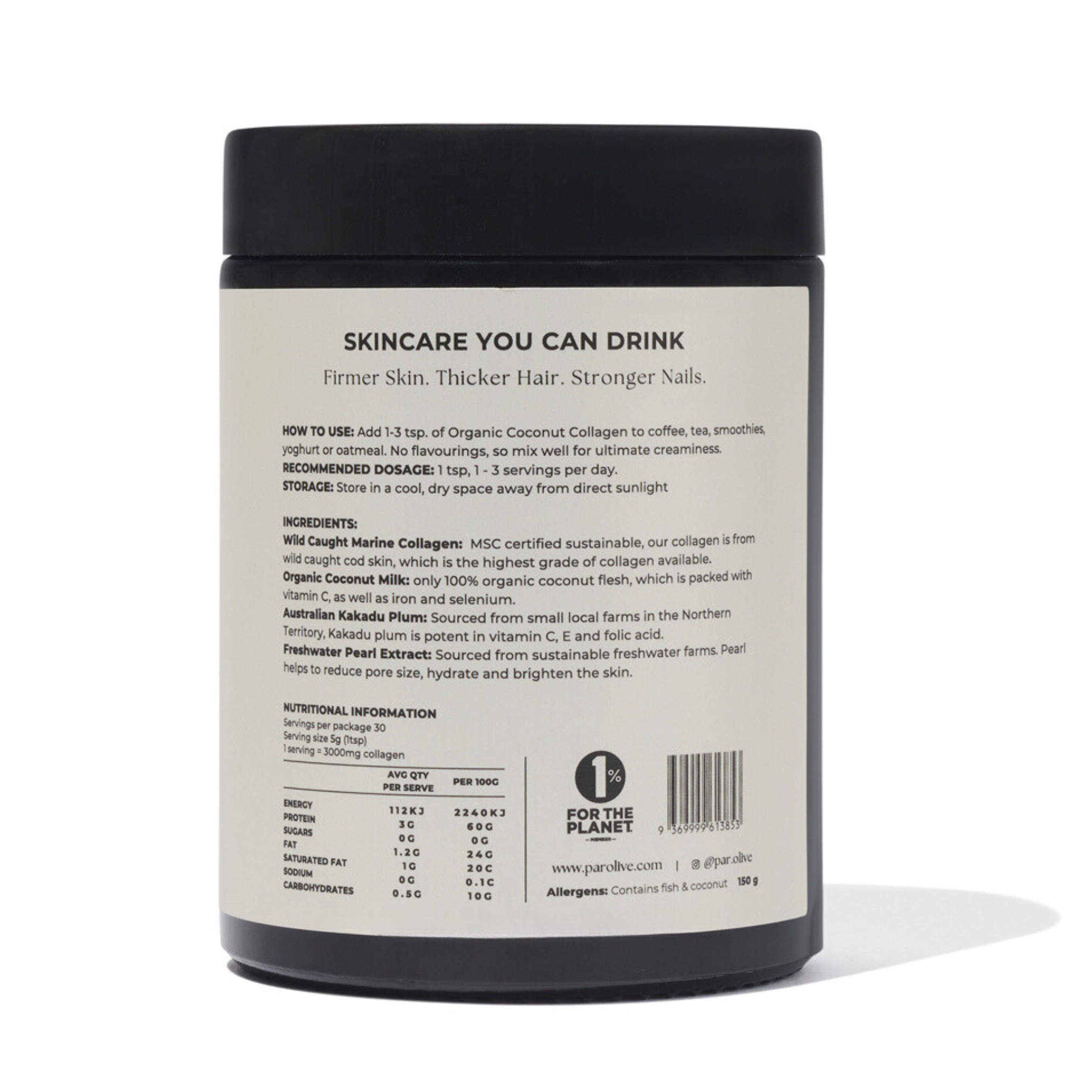 Par Olive – Pearl Marine Collagen (Organic Coconut)